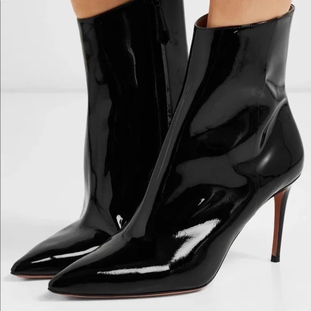 Aquazurra Patent Leather Heeled Alma Booties - 38